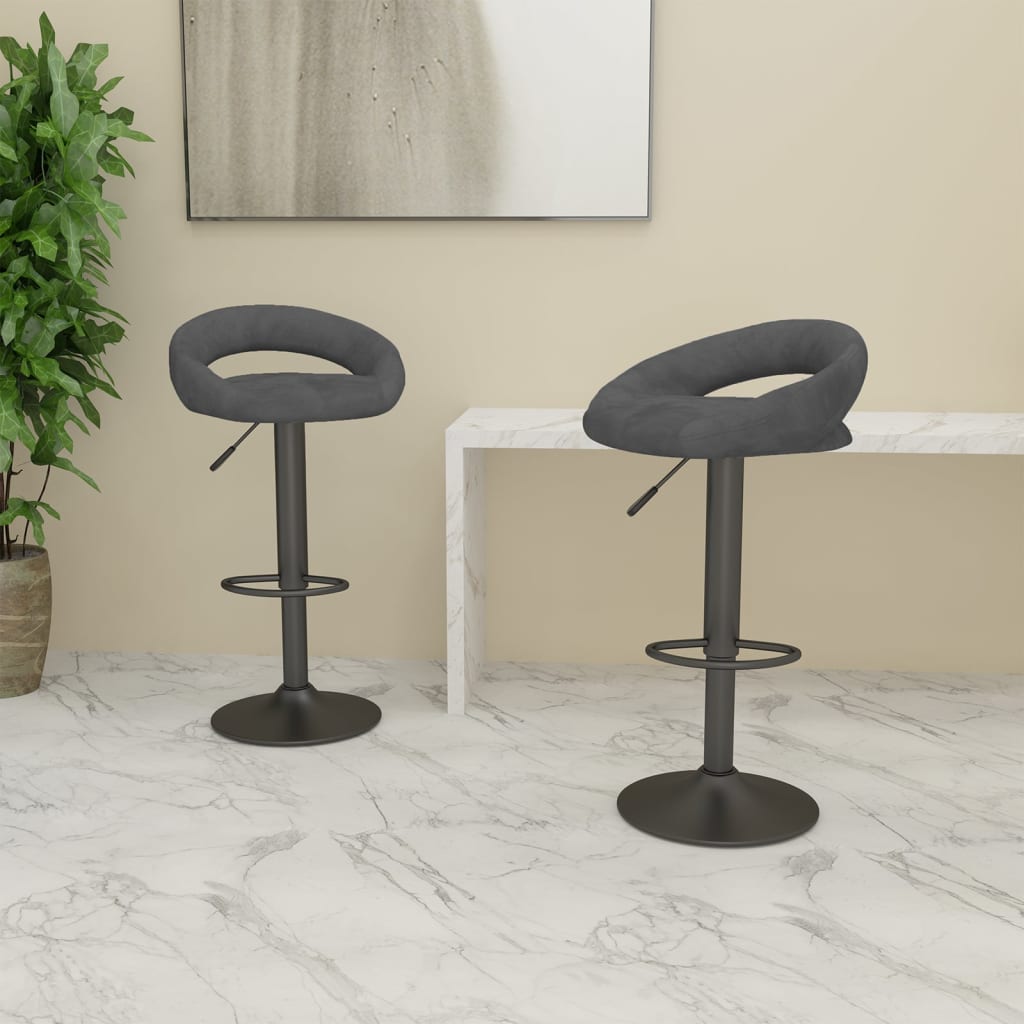 Bar stools, 2 pcs., dark grey, velvet
