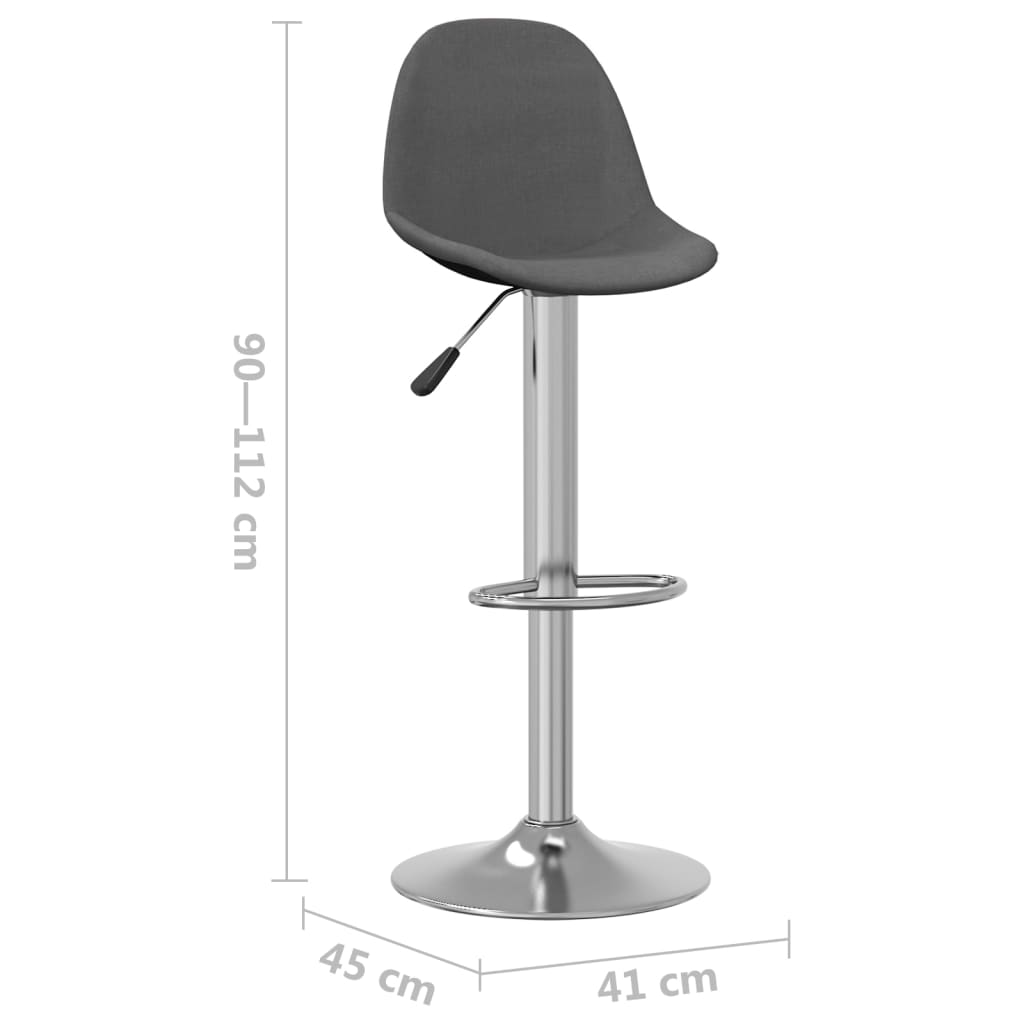 Bar stools, 2 pcs., dark grey, fabric