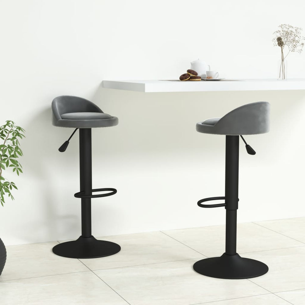 Bar stools, 2 pcs., dark grey, velvet