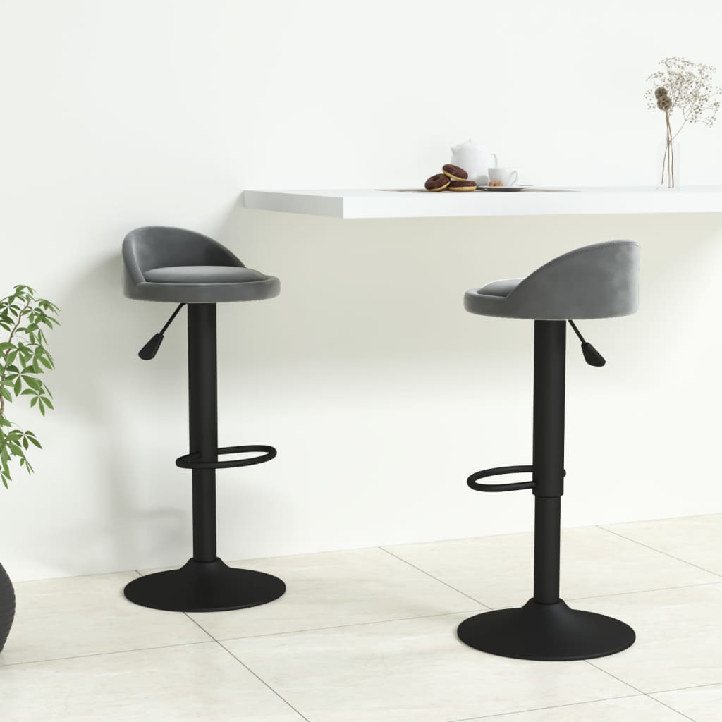 Bar stools, 2 pcs., dark grey, velvet