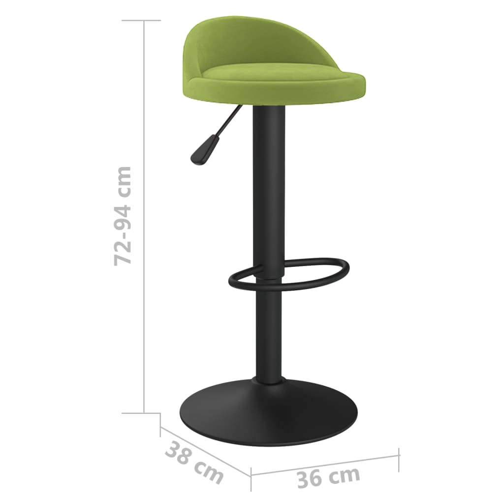Bar stools, 2 pcs., light green, velvet