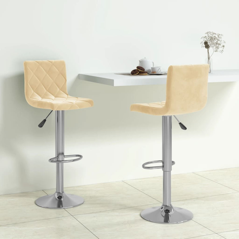 Bar stools, 2 pcs., cream, velvet