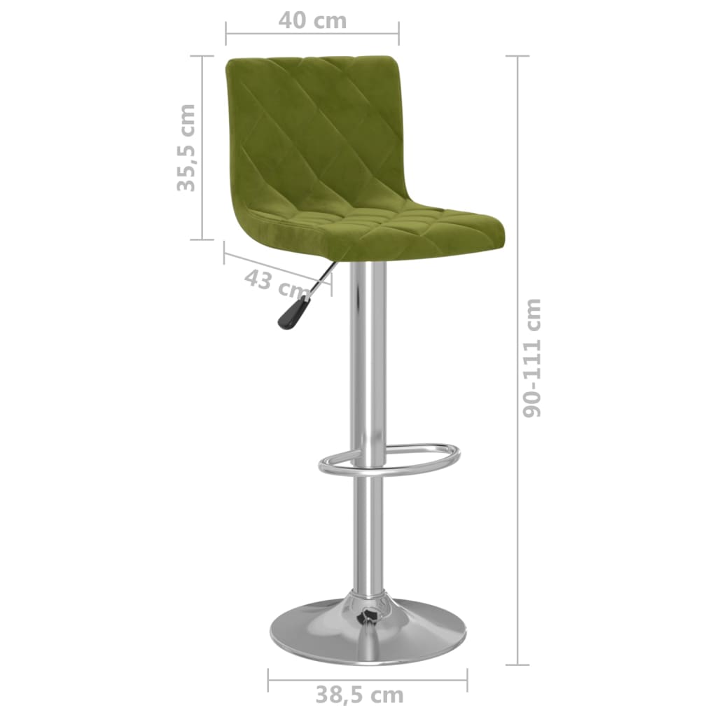 Bar stools, 2 pcs., light green, velvet