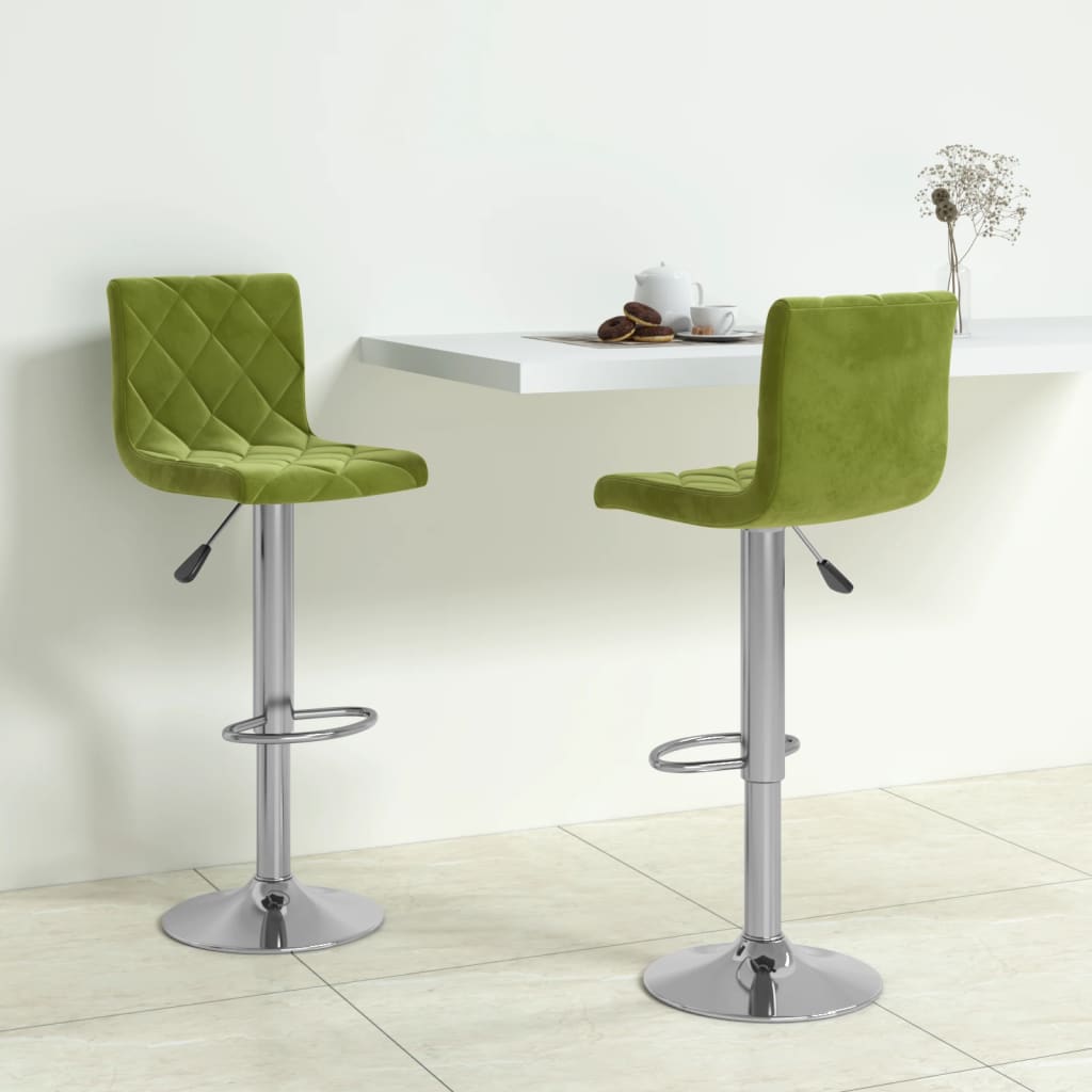 Bar stools, 2 pcs., light green, velvet