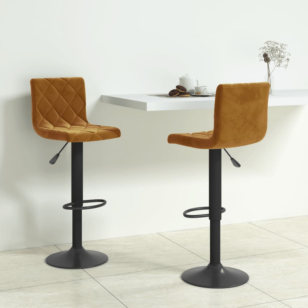 Bar stools, 2 pcs, brown, velvet