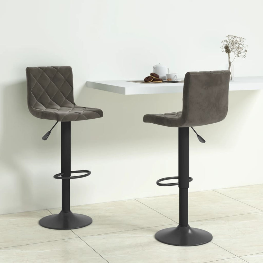 Bar stools, 2 pcs., dark grey, velvet