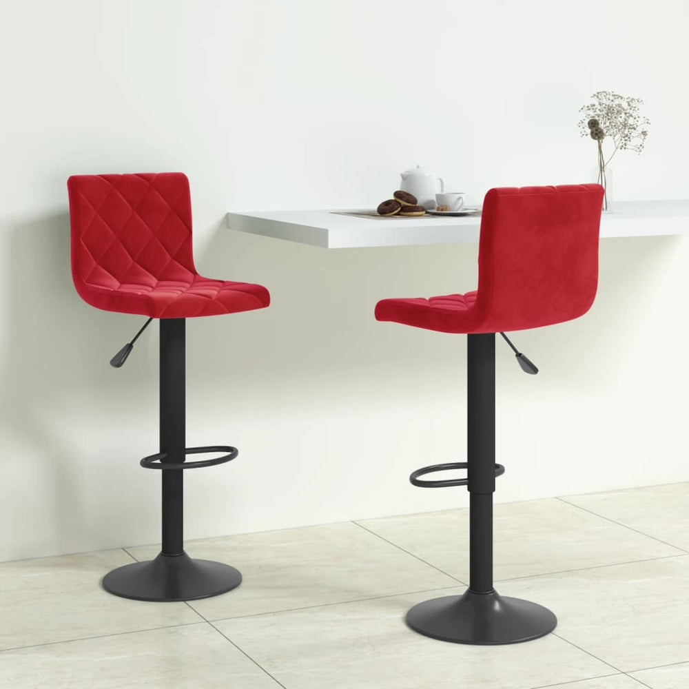 Bar stools, 2 pcs., burgundy, velvet