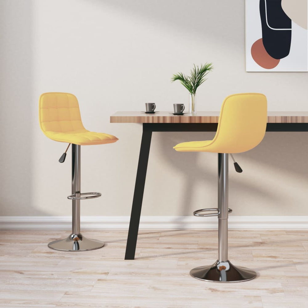 Bar stools, 2 pcs, yellow, fabric