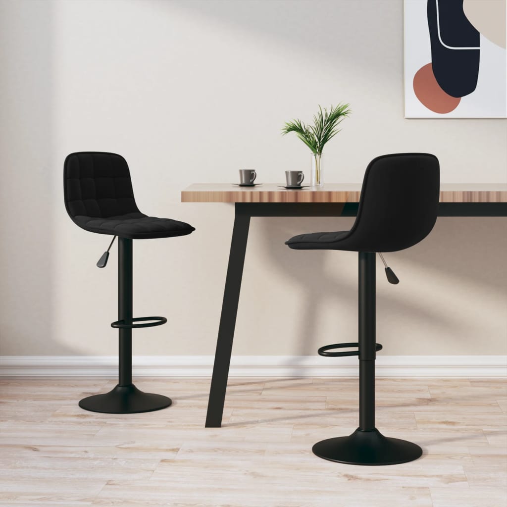 Bar stools, 2 pcs, black, velvet