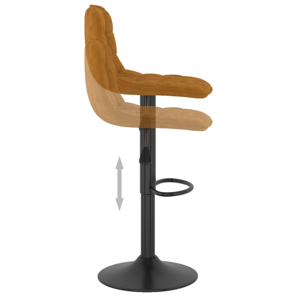 Bar stools, 2 pcs., brown, velvet