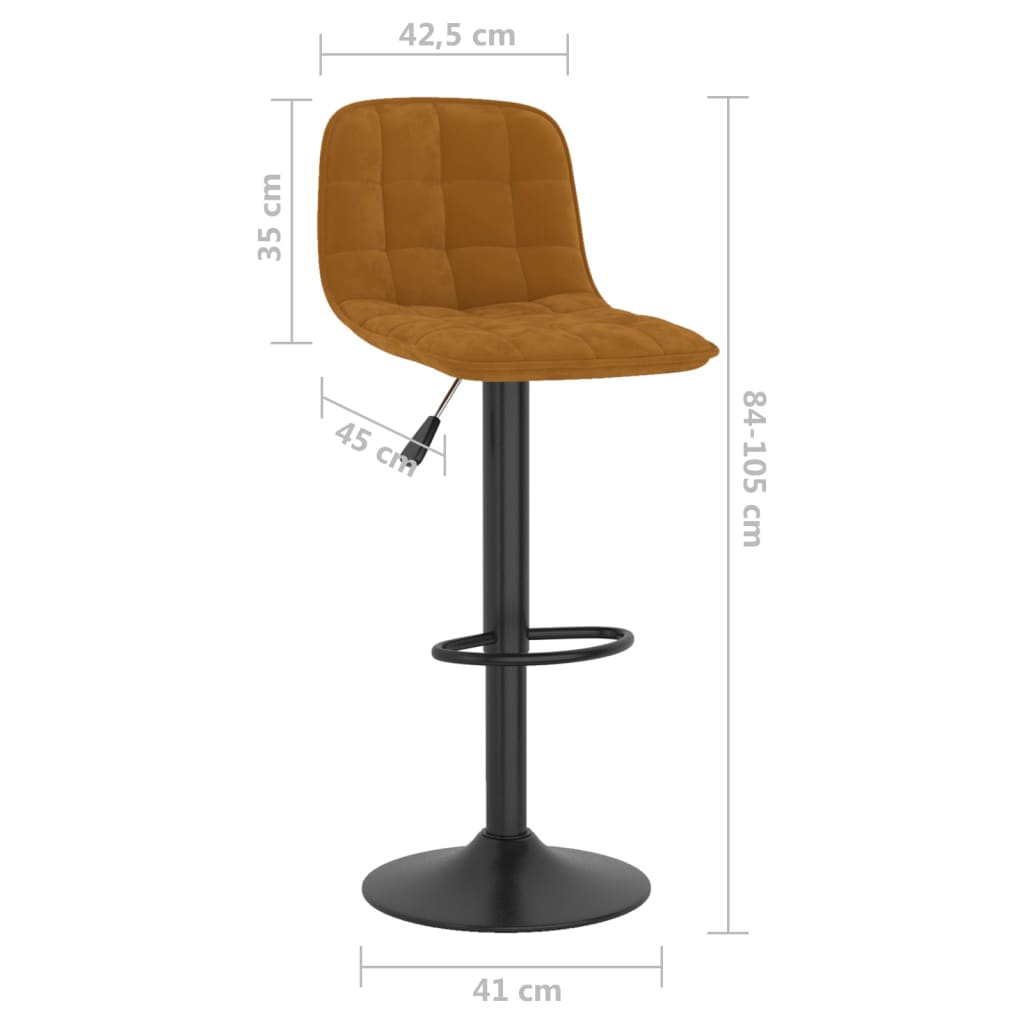Bar stools, 2 pcs., brown, velvet