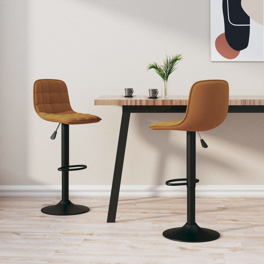 Bar stools, 2 pcs., brown, velvet