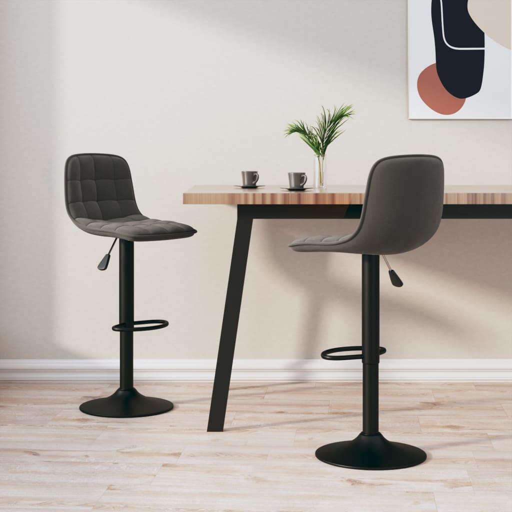 Bar stools, 2 pcs., dark grey, velvet