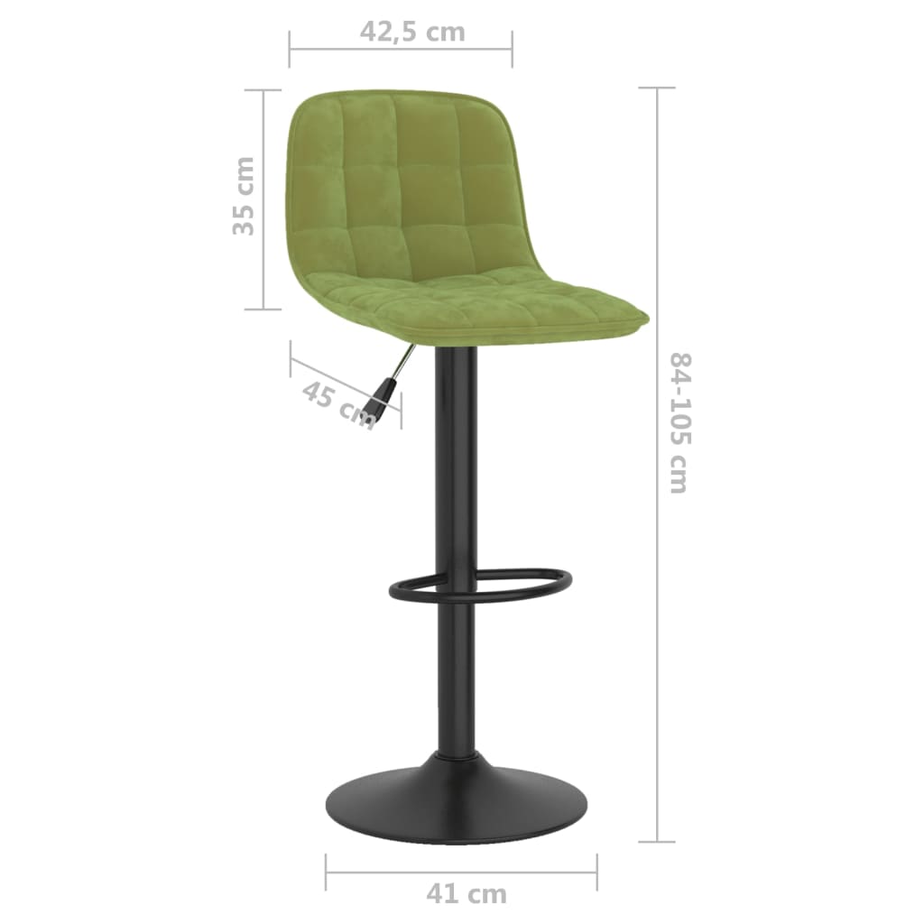 Bar stools, 2 pcs., light green, velvet