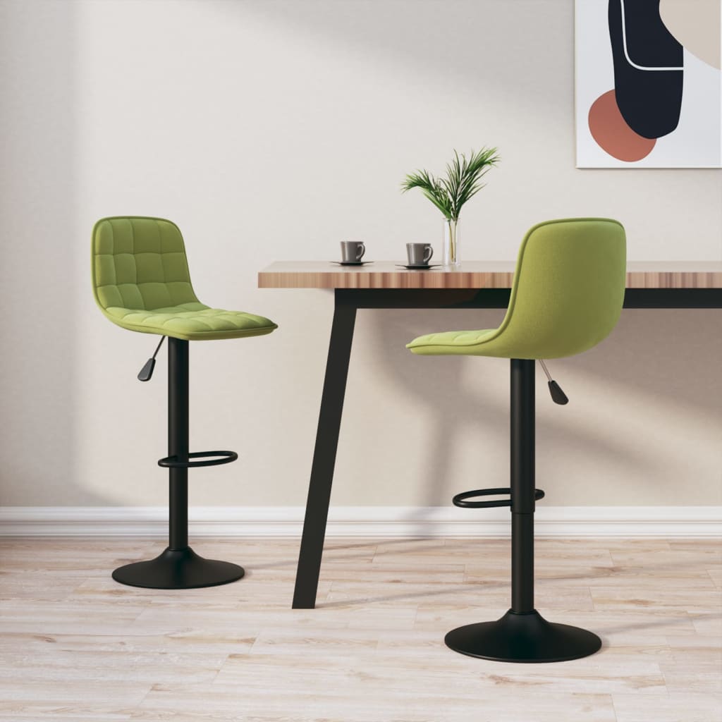 Bar stools, 2 pcs., light green, velvet