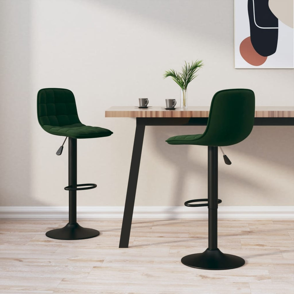 Bar stools, 2 pcs., dark green, velvet