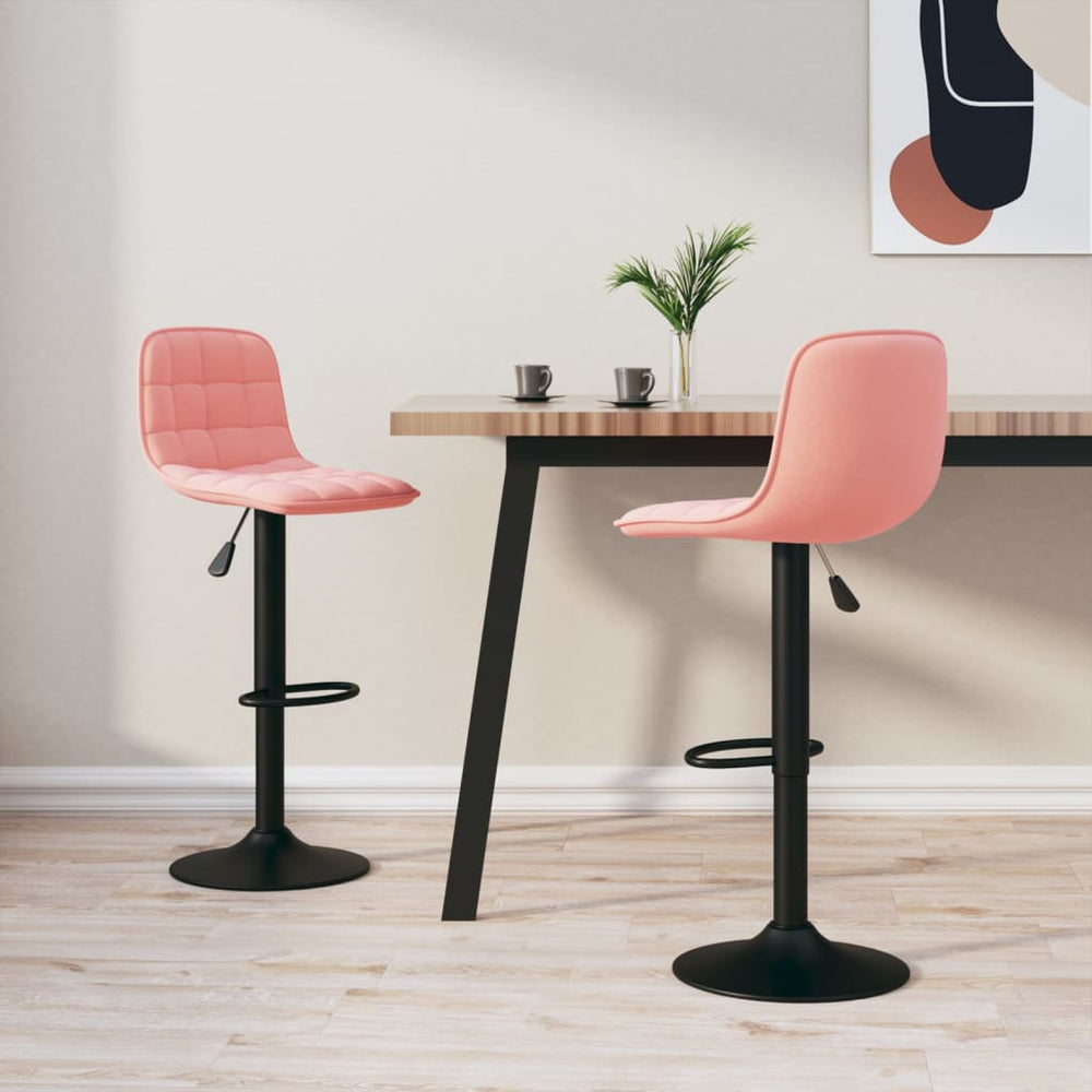 Bar stools, 2 pcs, pink, velvet