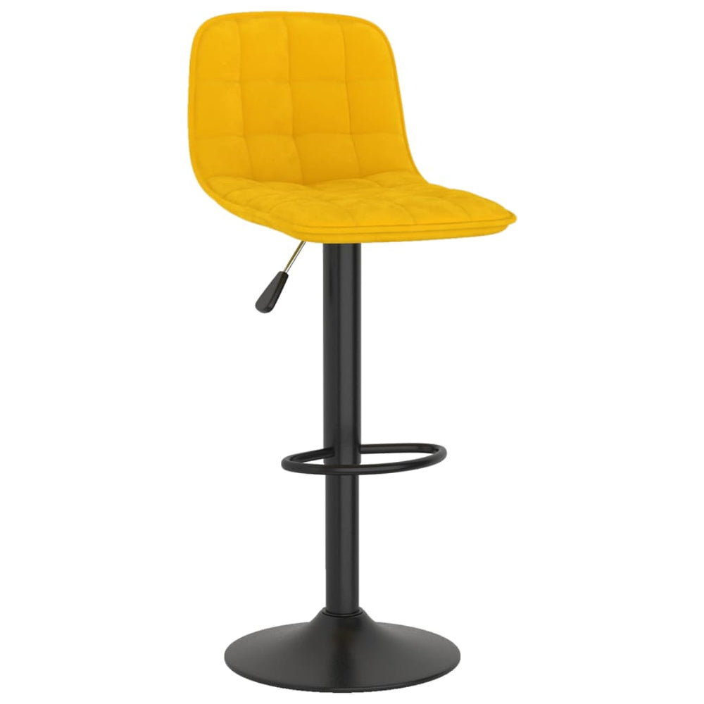 Bar stools, 2 pcs, yellow, velvet