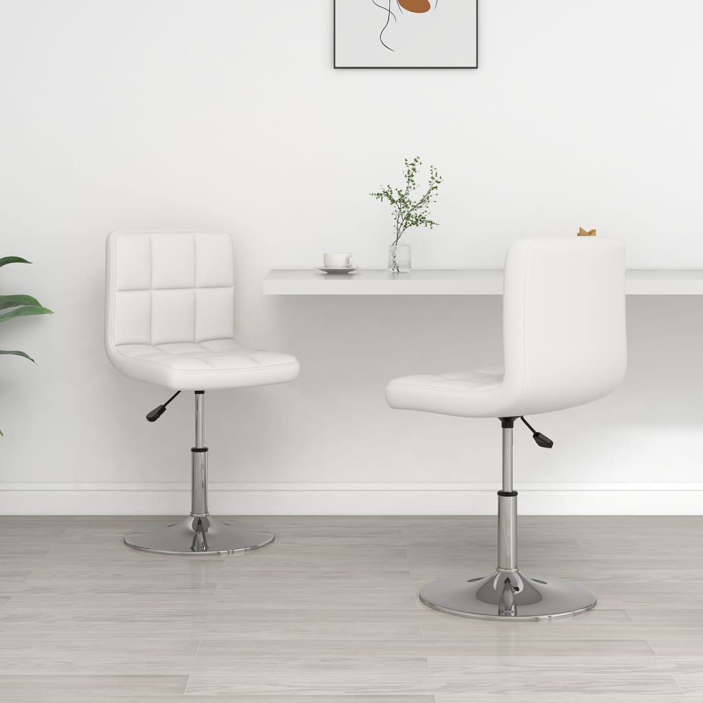 Dining chairs, 2 pcs., white, faux leather