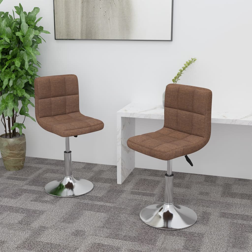 Swivel dining chairs, 2 pcs., brown, fabric