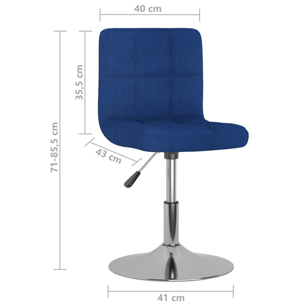 Swivel dining chairs, 2 pcs, blue, fabric