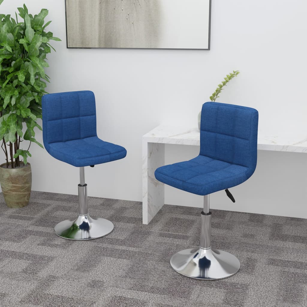 Swivel dining chairs, 2 pcs, blue, fabric