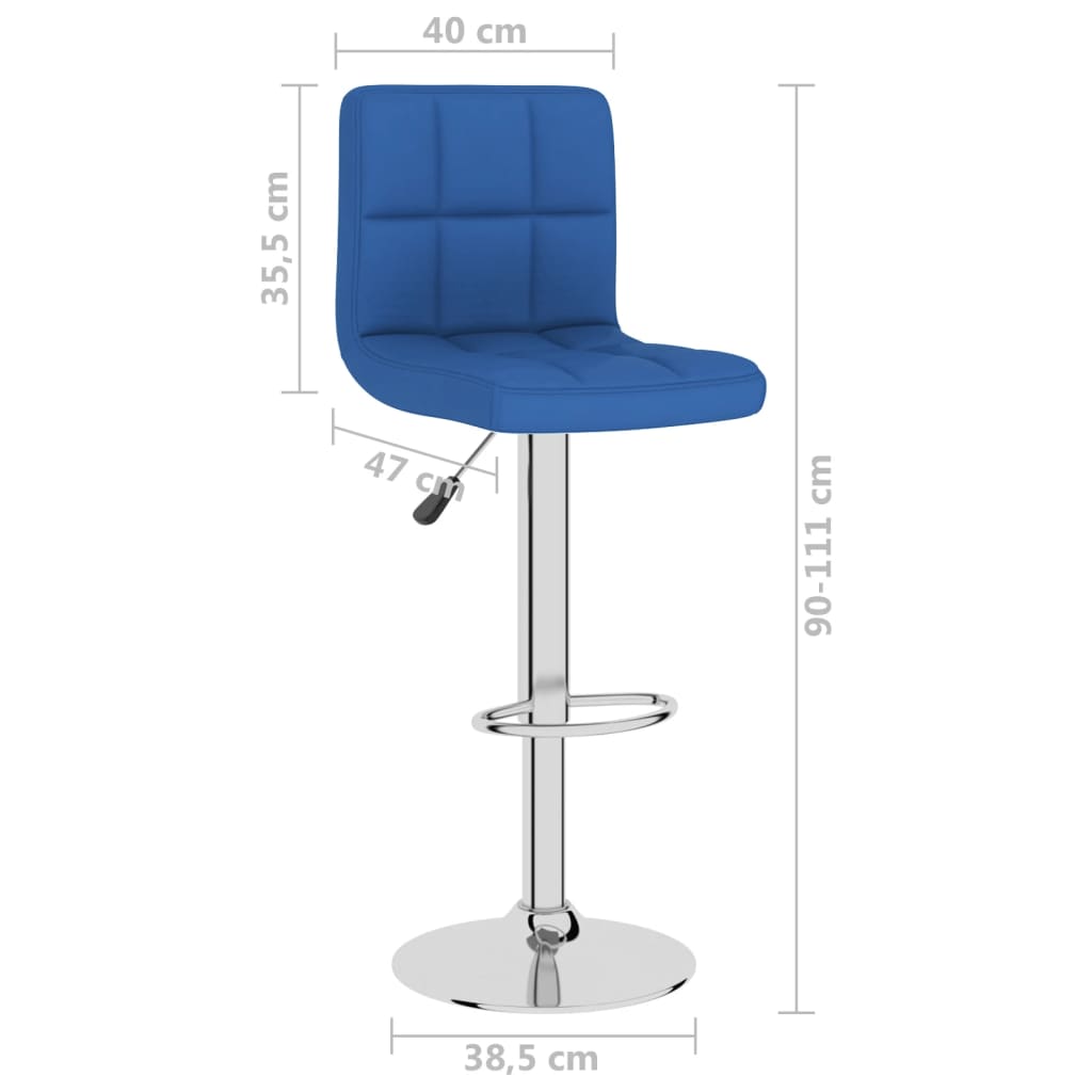 Bar stools, 2 pcs, blue, fabric