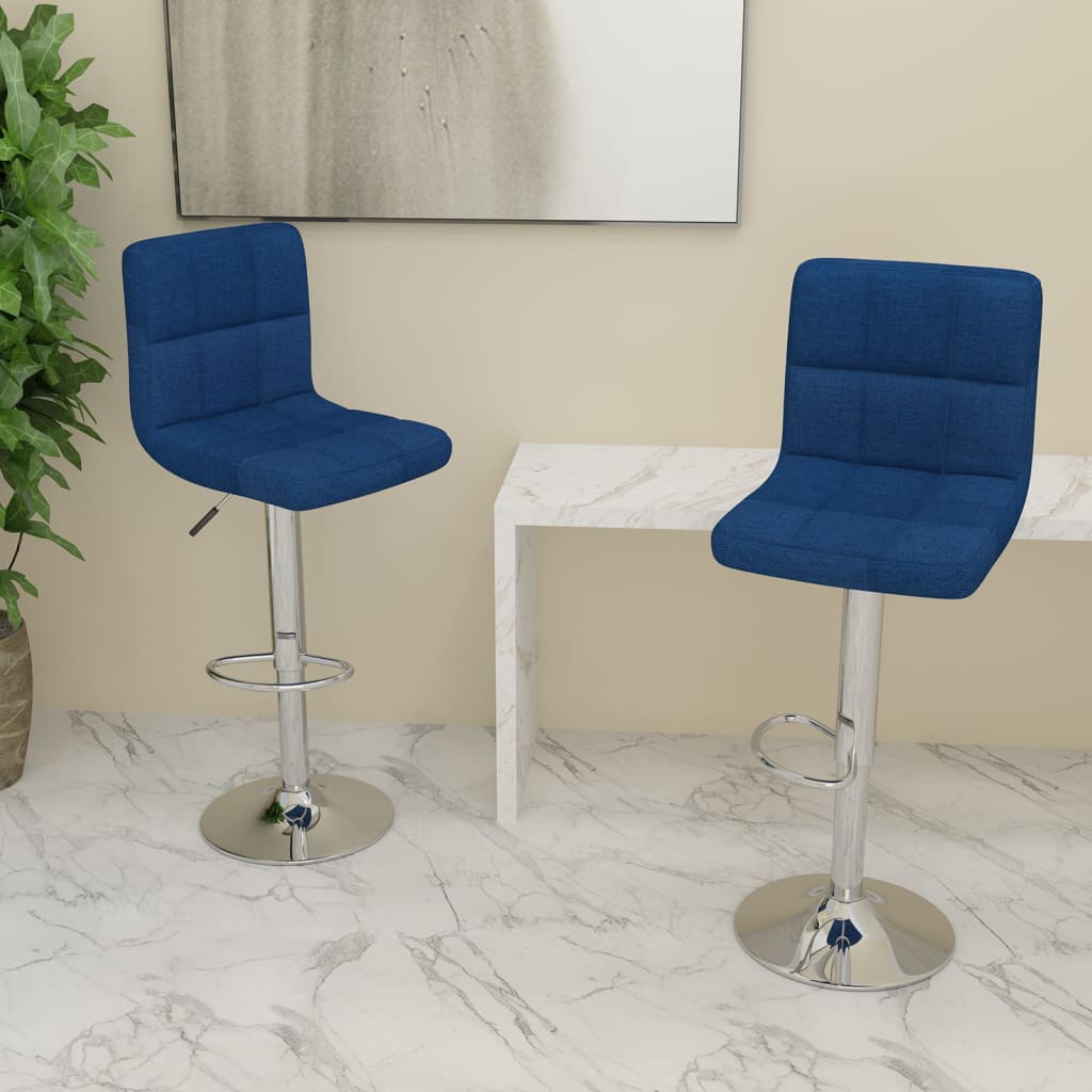 Bar stools, 2 pcs, blue, fabric