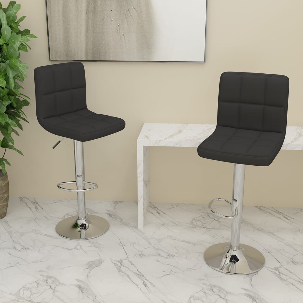 Bar stools, 2 pcs, black, fabric