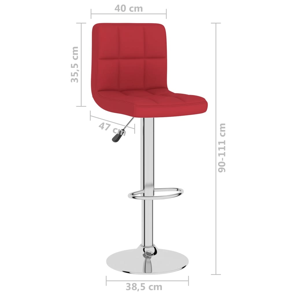 Bar stools, 2 pcs, burgundy, fabric