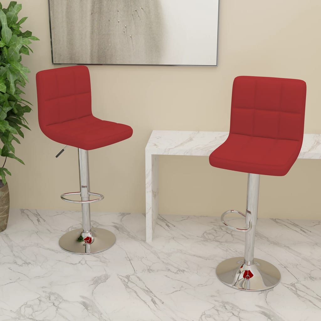 Bar stools, 2 pcs, burgundy, fabric