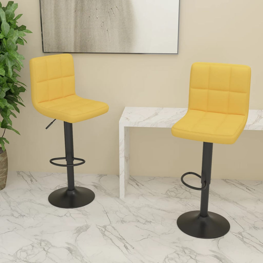 Bar Stools, 2 pcs, Mustard Yellow, Fabric