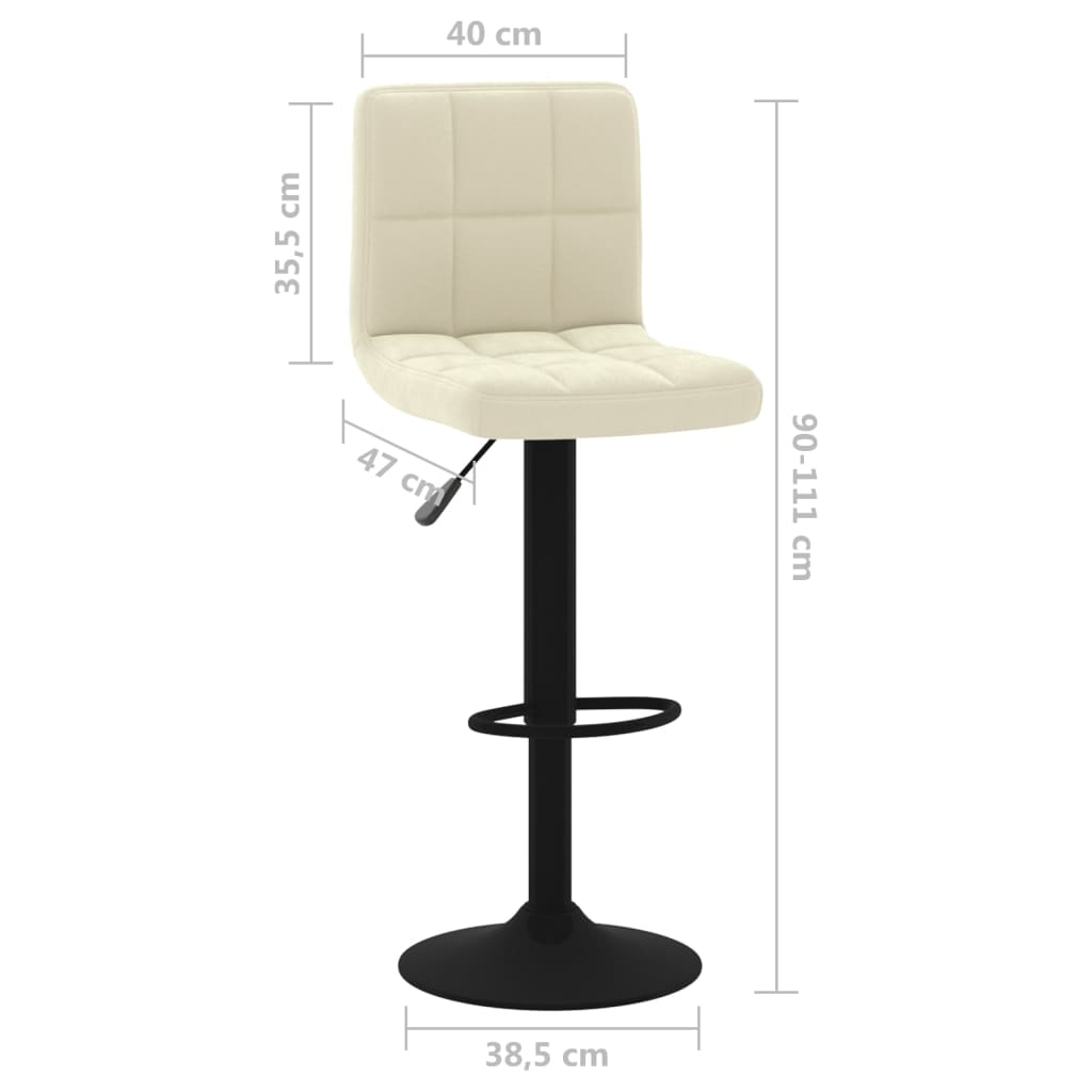 Bar stools, 2 pcs., cream, velvet