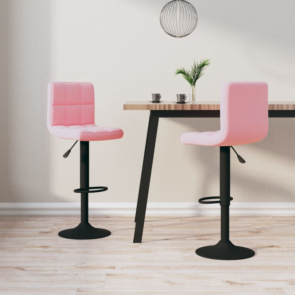 Bar stools, 2 pcs, pink, velvet