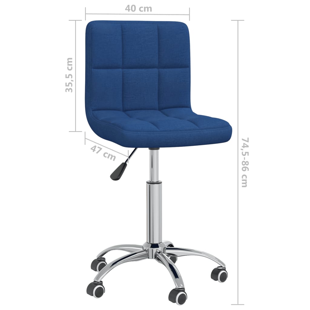 Swivel office chair, blue, fabric