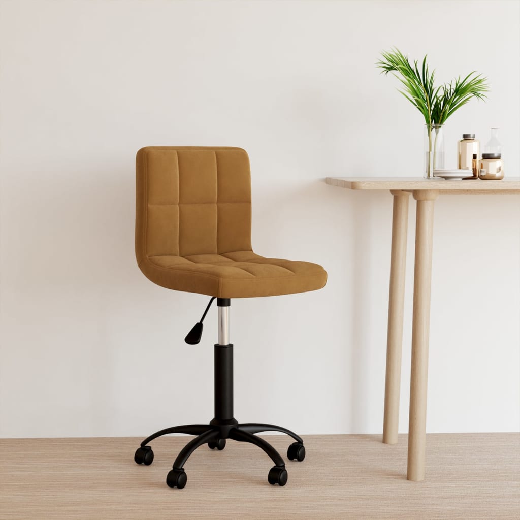 Swivel office chair, brown, velvet