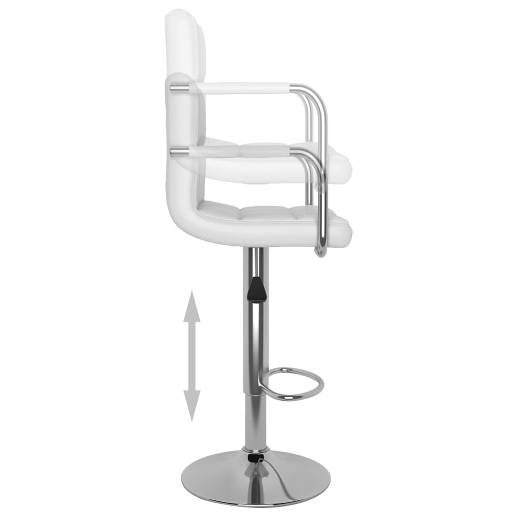 Bar stools, 2 pcs, white, artificial leather