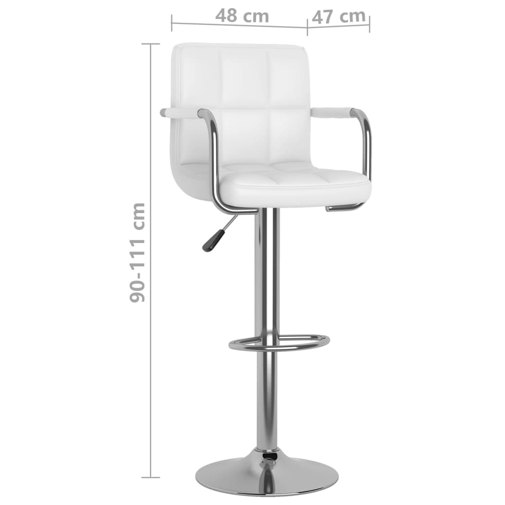 Bar stools, 2 pcs, white, artificial leather