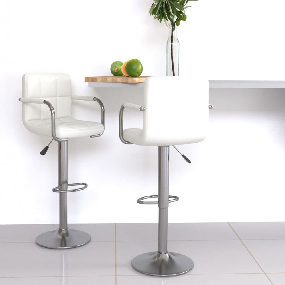 Bar stools, 2 pcs, white, artificial leather