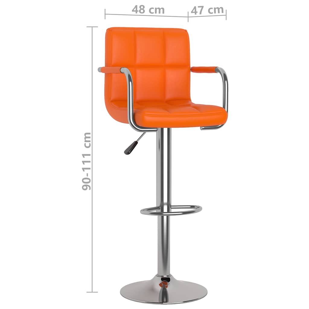 Baro taburetės, 2vnt., oranžinės spalvos, dirbtinė oda