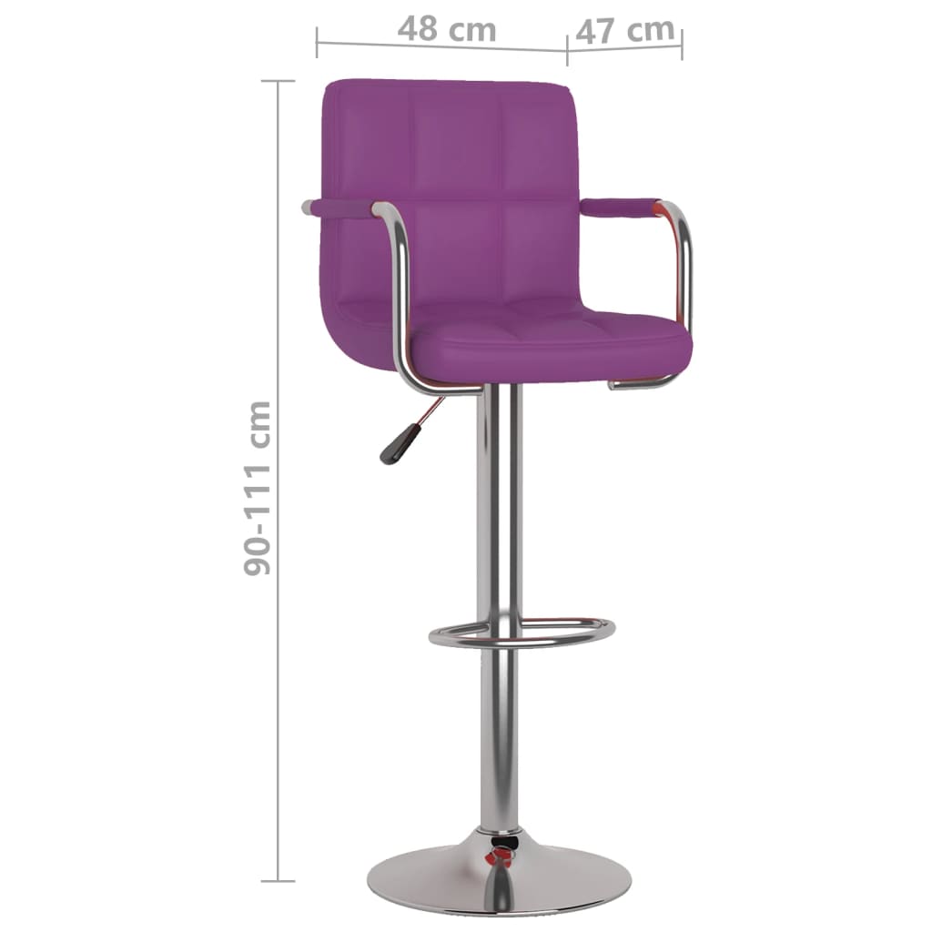Bar stools, 2 pcs, purple, artificial leather