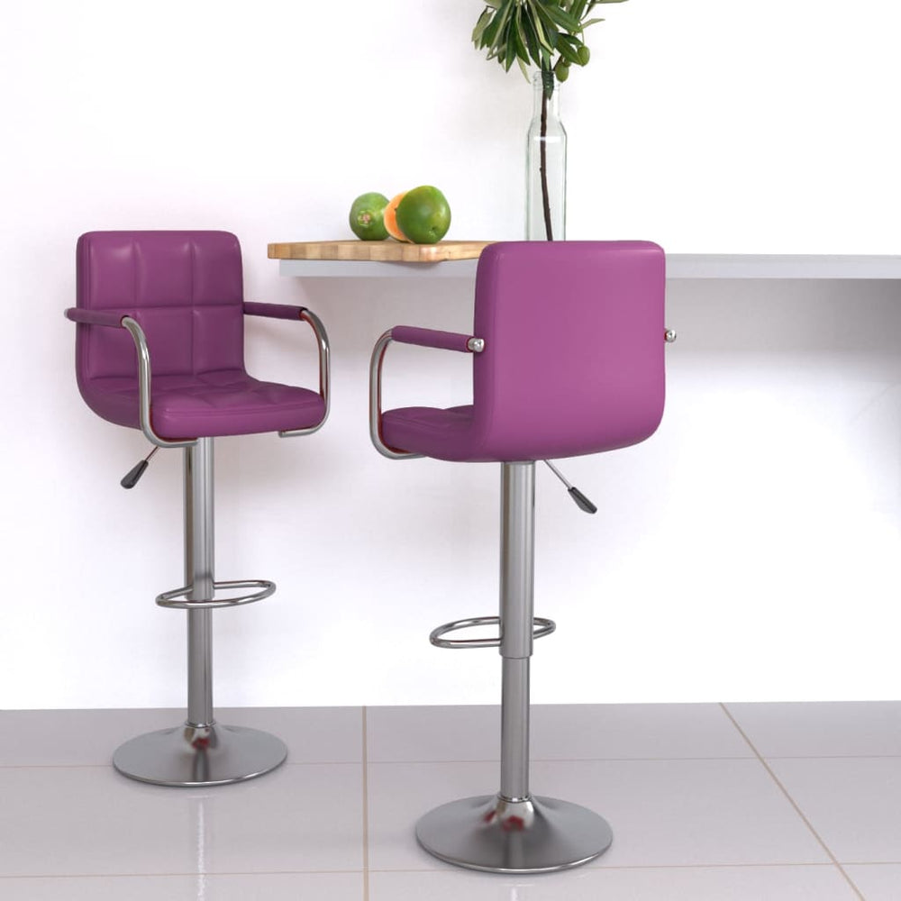 Bar stools, 2 pcs, purple, artificial leather