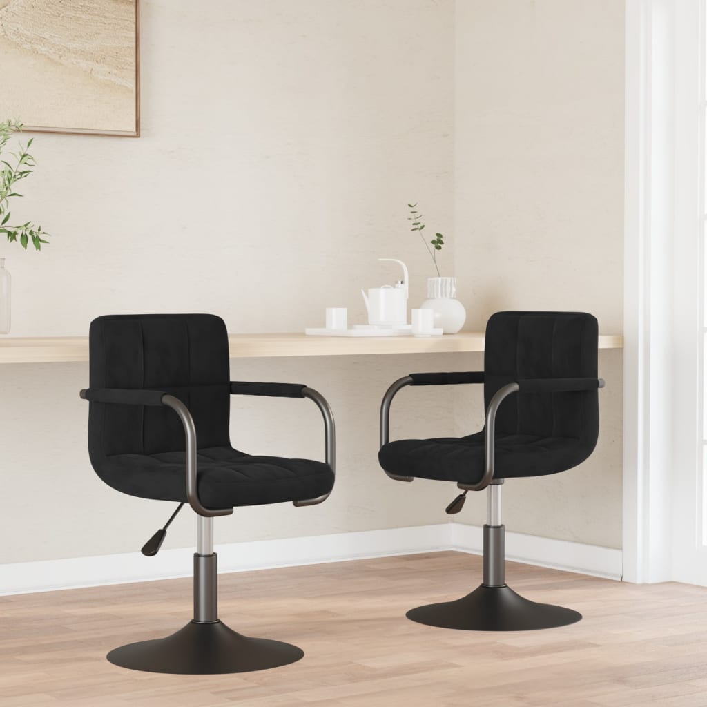 Swivel Dining Chairs, 2 pcs, Black, Velvet