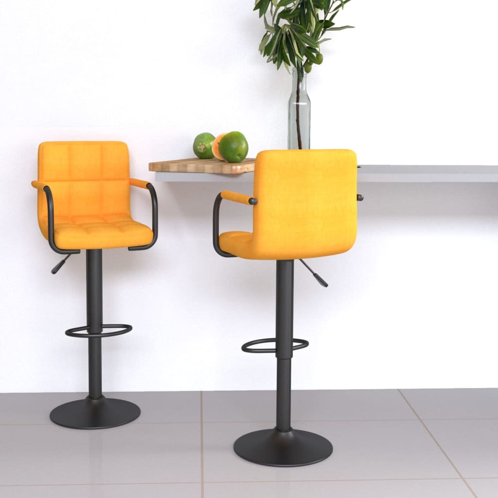 Bar Stools, 2 pcs, Mustard Yellow, Fabric