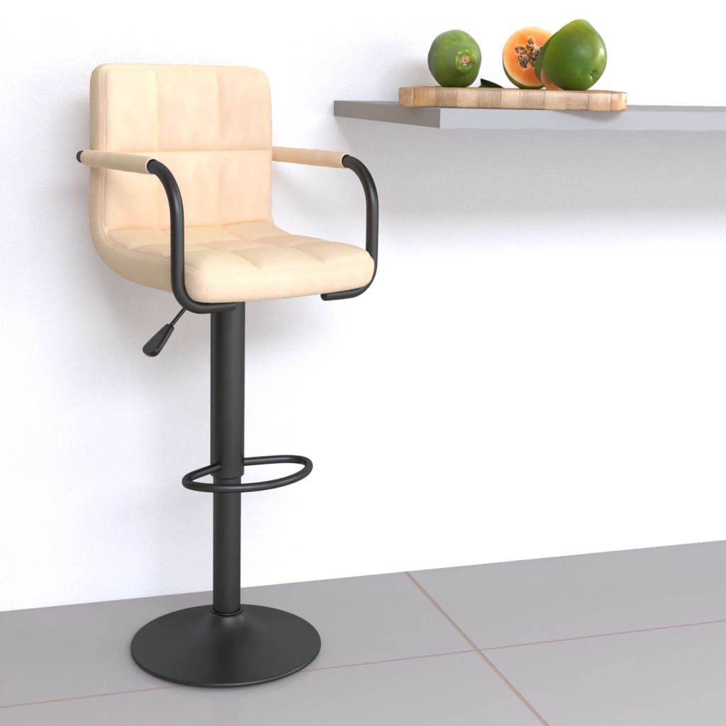 Bar stool, cream-coloured, velvet