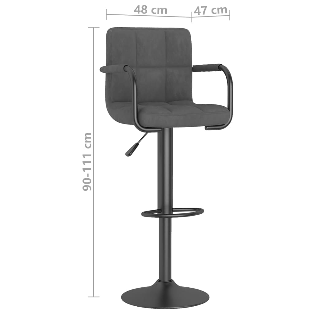 Bar stools, 2 pcs., dark grey, velvet
