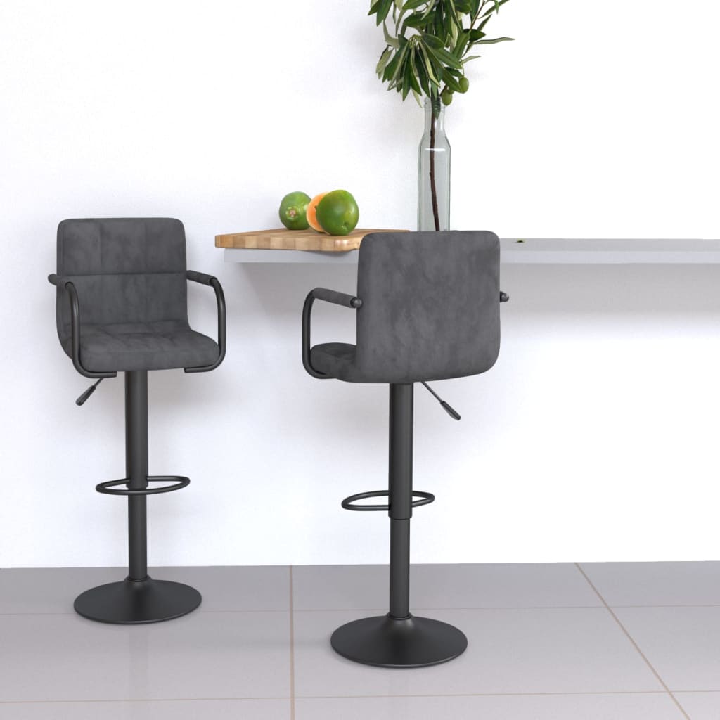 Bar stools, 2 pcs., dark grey, velvet