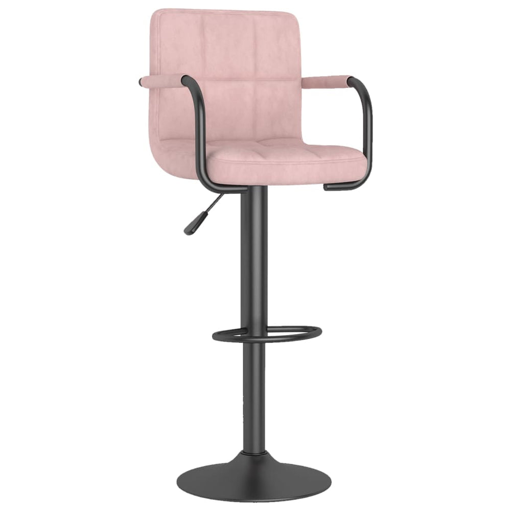 Bar stools, 2 pcs, pink, velvet