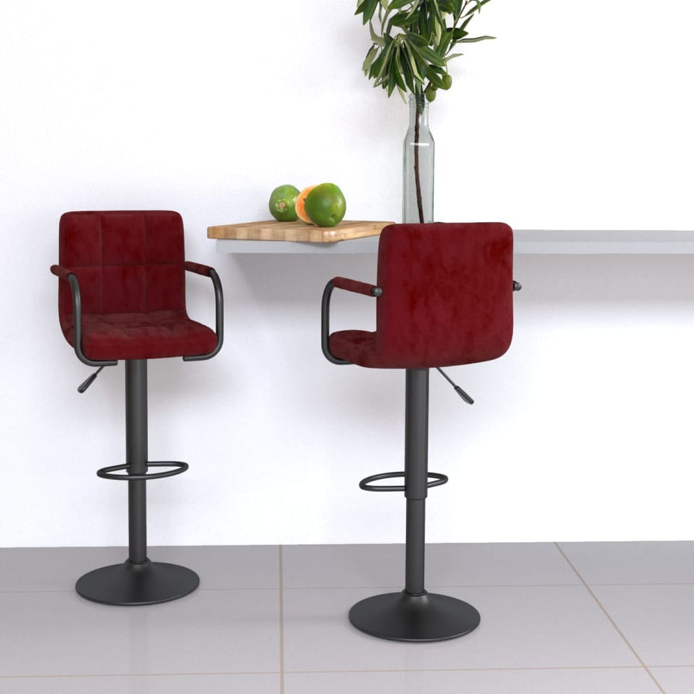 Bar stools, 2 pcs., burgundy, velvet