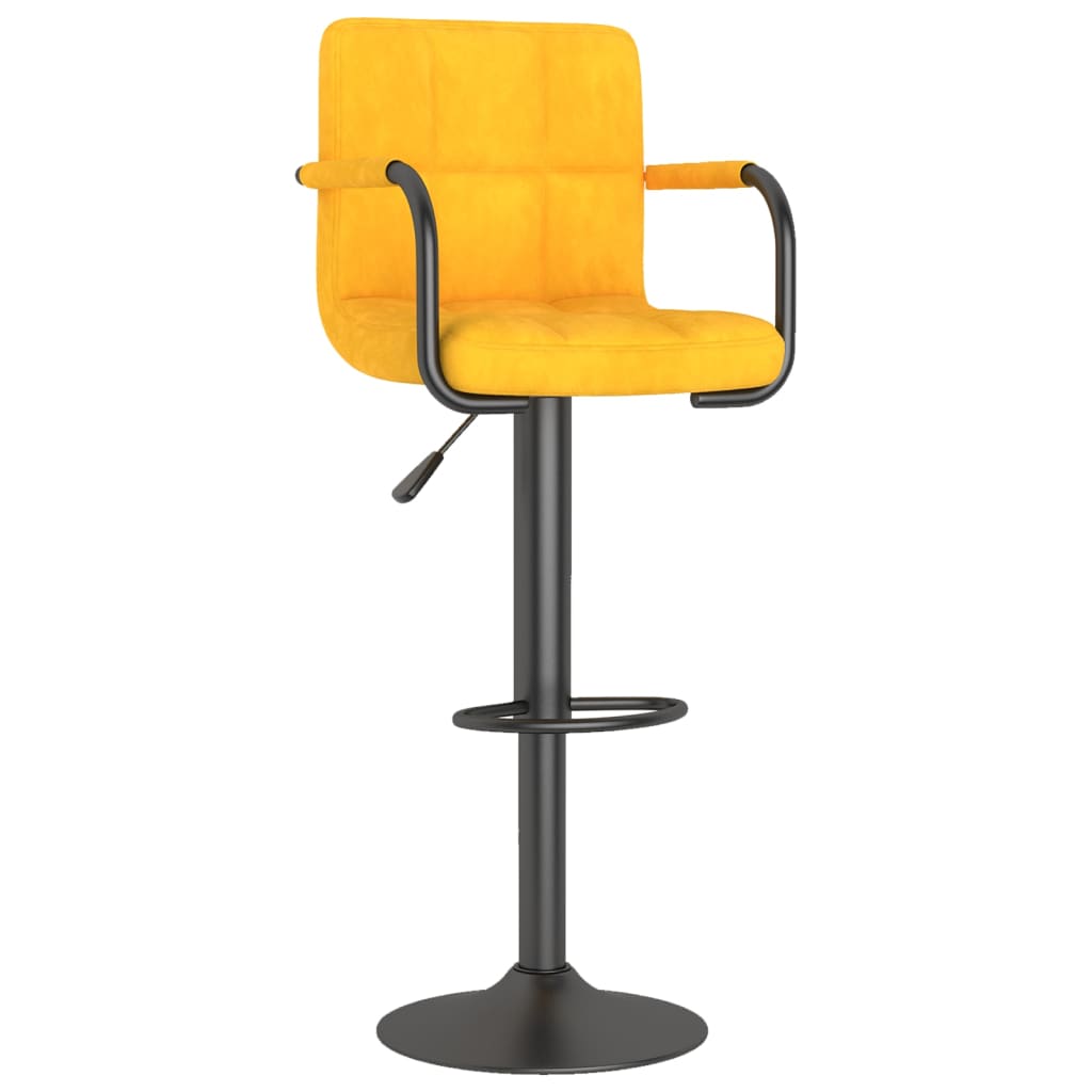 Bar stools, 2 pcs., mustard yellow, velvet
